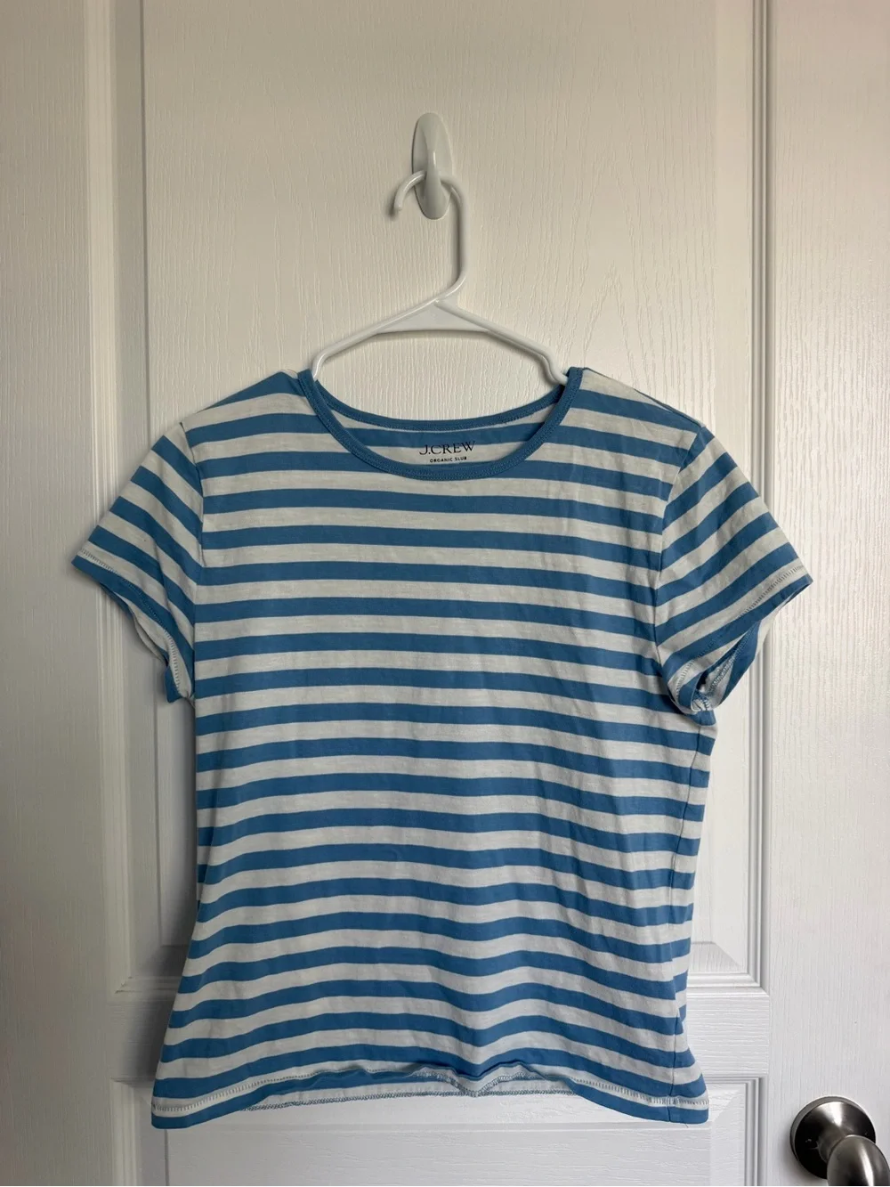 J. Crew Blue and White Striped Short-Sleeve Tee